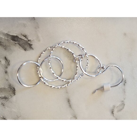 Primavera Italy Sterling Silver Multi Hoop Dangle Earrings By Danecraft - Picture 5 of 5